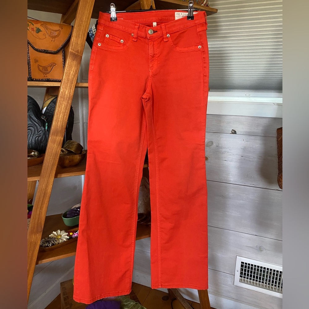 SOLD! Rag & Bone Wide-leg Red-Orange Jeans size 27